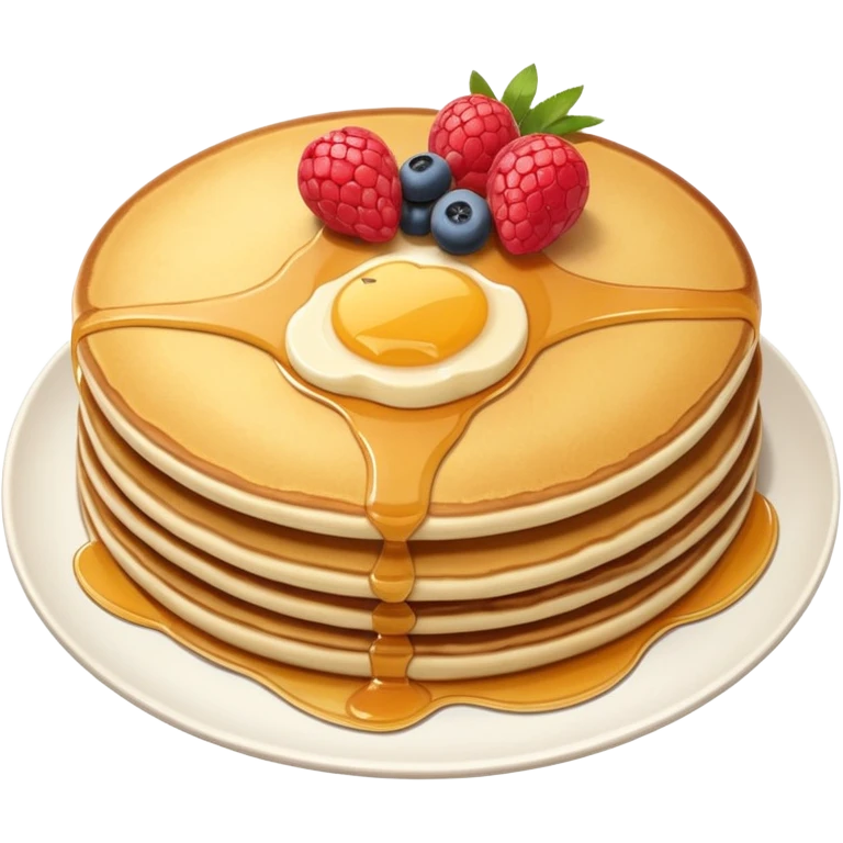 fluffy California-style pancake with fresh fruit and a sunny vibe emoji