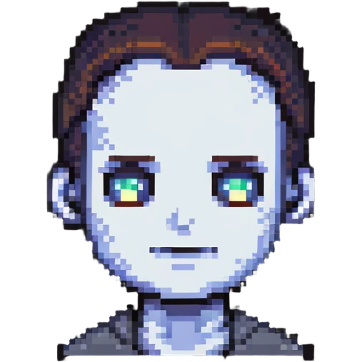 Pixel art of a guy with a giant forehead, male character emoji