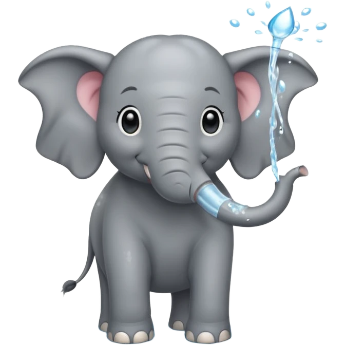 Elephant with water coming out happy sparkly emoji