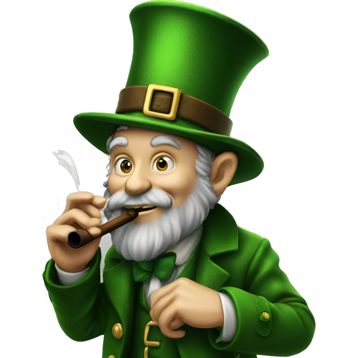 Leprechaun smoking a pipe emoji
