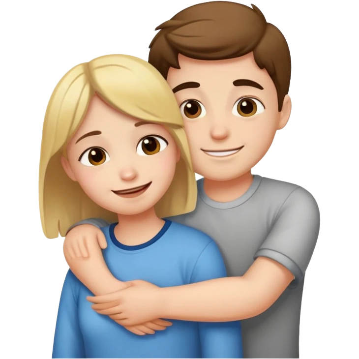 Happy  girl with sad boy. They'r guging  emoji