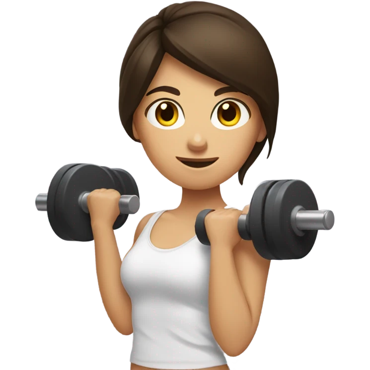 brunette girl lifting weights emoji