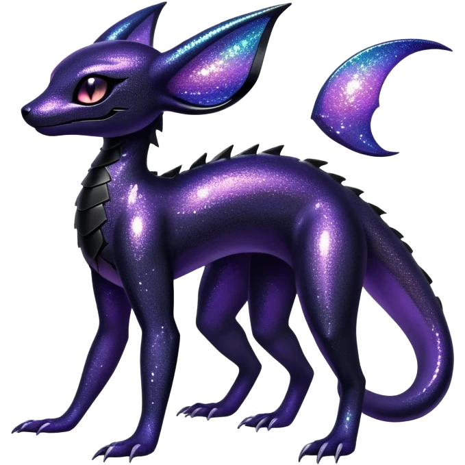 Sparkly Iridescent Shiny Salandit-Umbreon-Fakémon-hybrid-creature (full body)  emoji