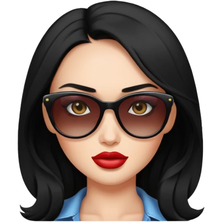 “Emoji girl, femme fatale, black hair. megan fox vibes emoji
