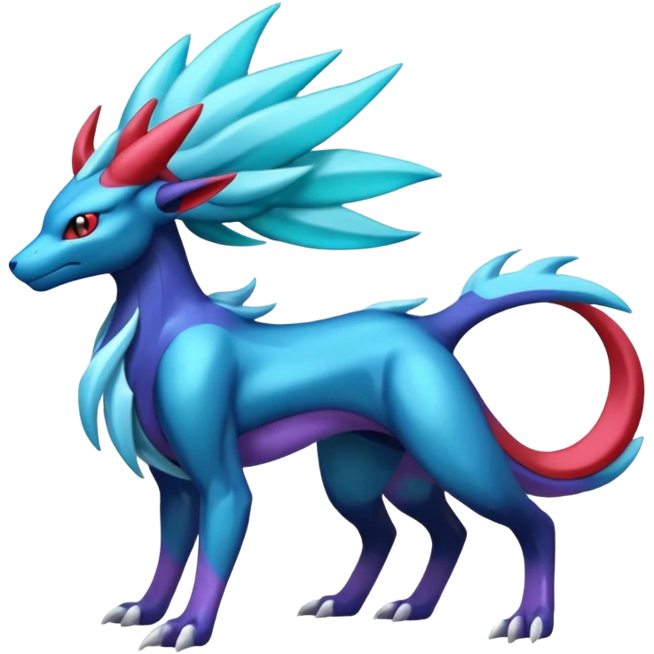 Shiny Dark Edgy Suicune-Salamence-Manectric-Aurorus-Fakémon-hybrid-creature (full body)  emoji