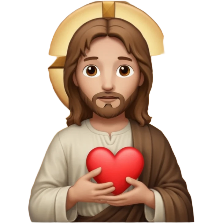 jesus holding a heart emoji