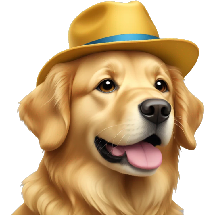 Golden retriever with hat emoji