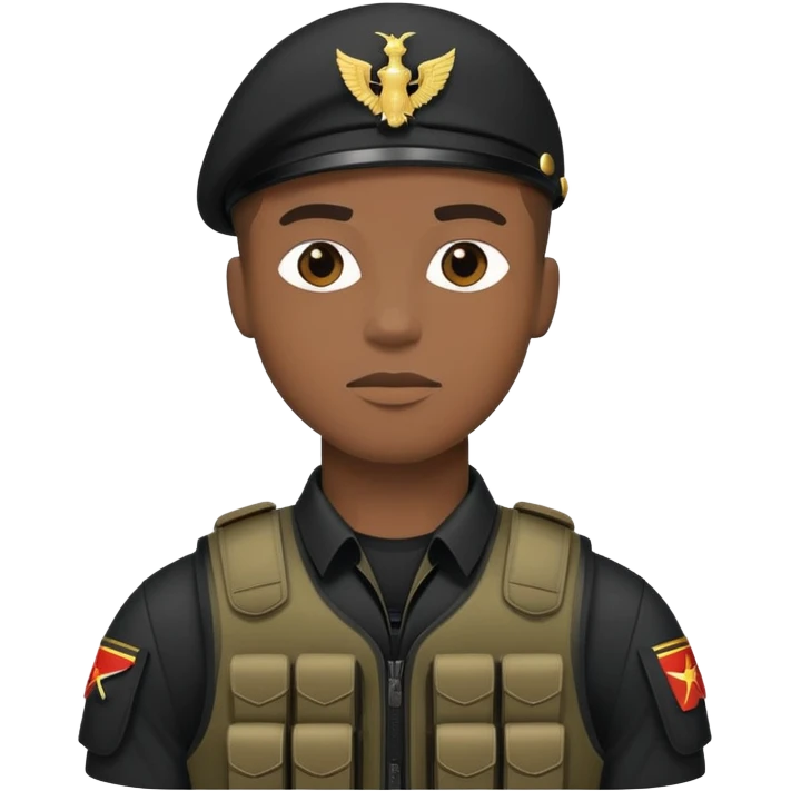 black soldier in black bulletproof vest emoji