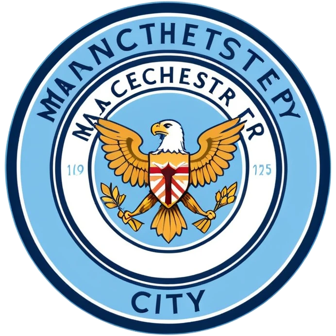 Manchester City soccer team logo, sky blue circular emblem with eagle emoji