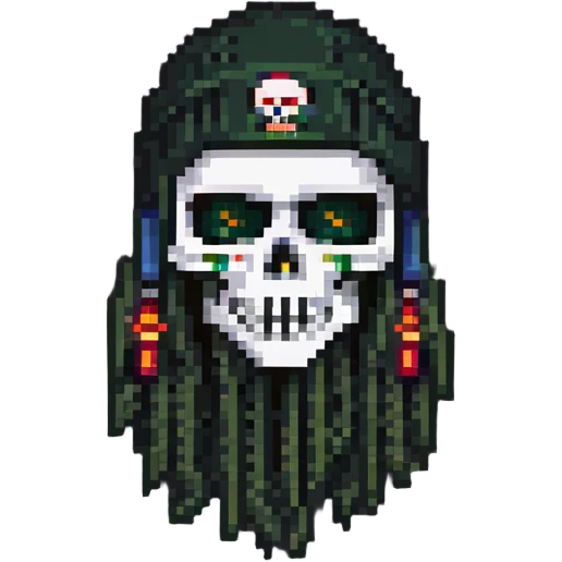 skull with dreadlocks wearing a ski mask emoji