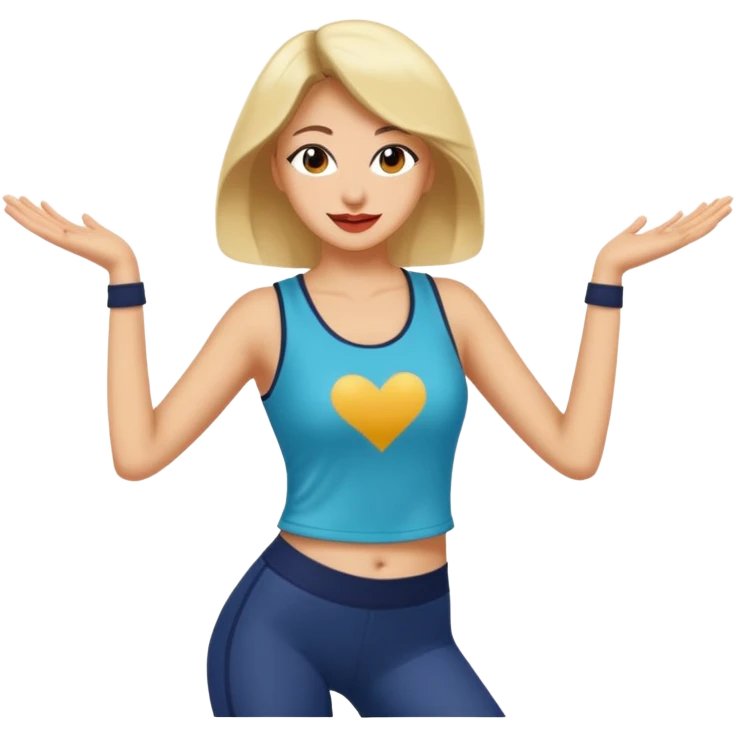 Emoji de una mujer bailando con una remera que diga aerodance Yani moreno, que l mujer sea morocha y con una coleta emoji