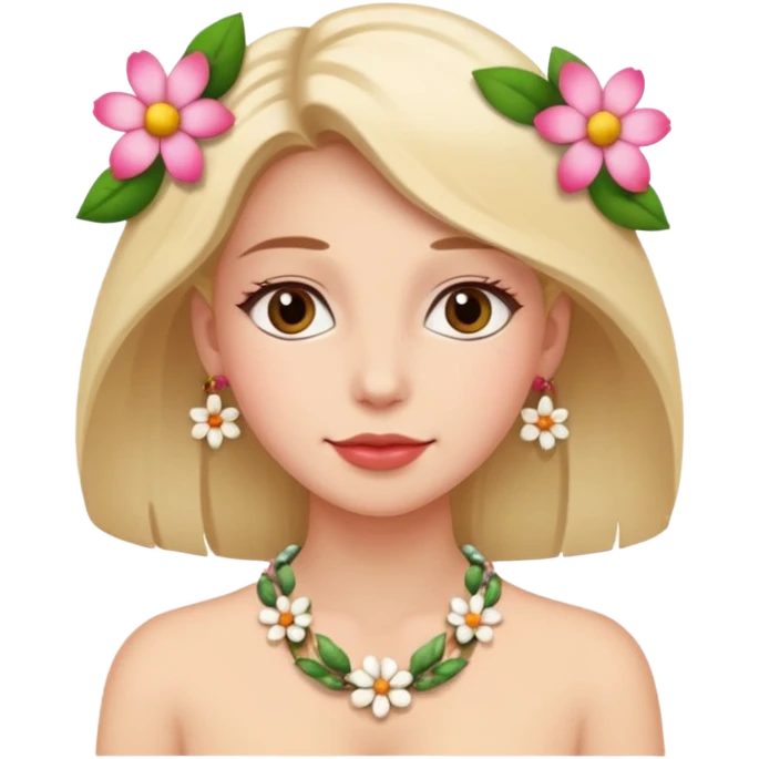 woman with a flower necklace emoji