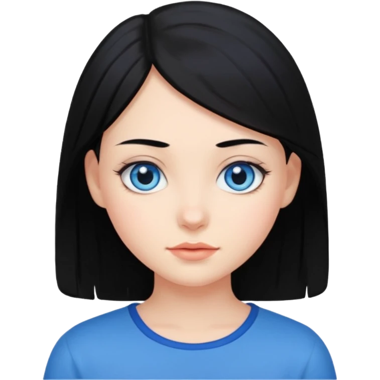 Emoji chica pelo negro ojos azules  emoji