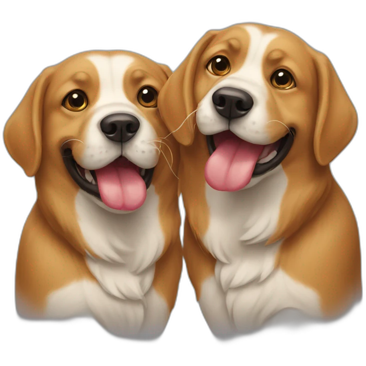 Two dogs with their tongues tied together emoji
