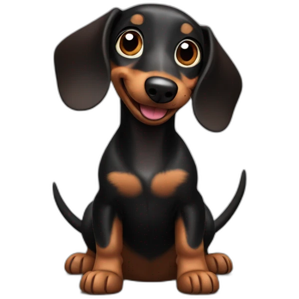 A happy Black and Chocolate Dachshund wagging its tail. emoji