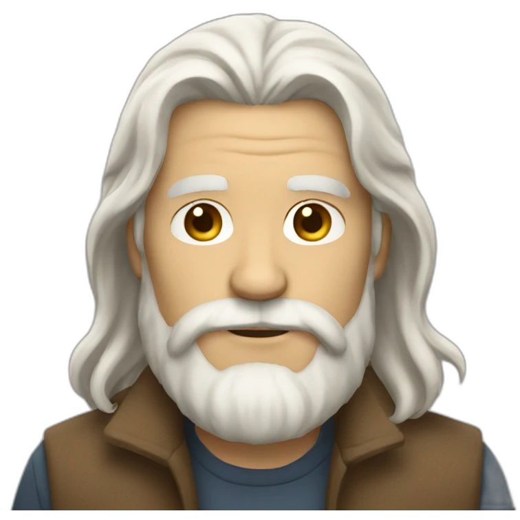 Man with long white hair light brown beard emoji