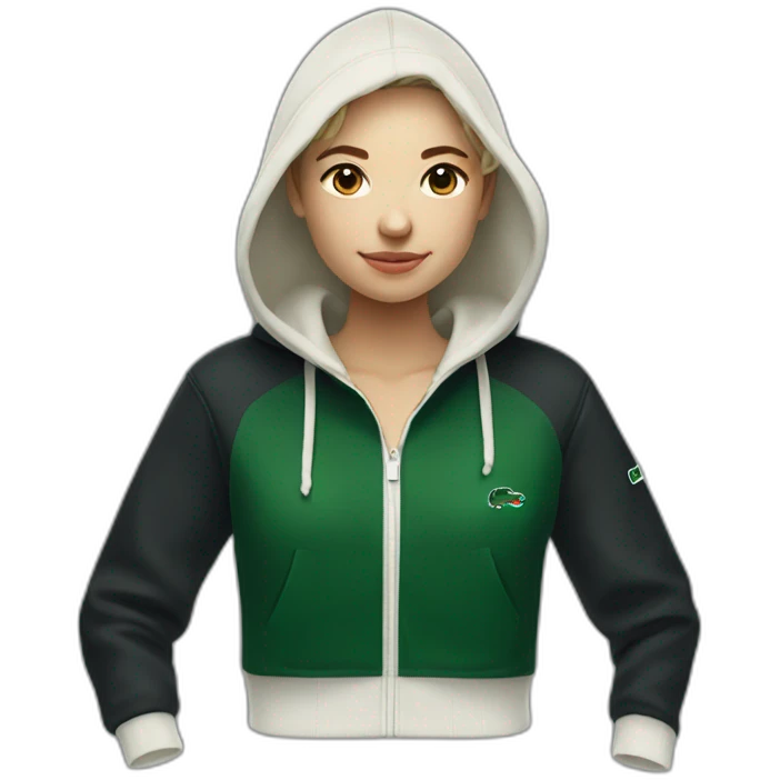 Lacoste bag girl with black lacoste hoodie emoji