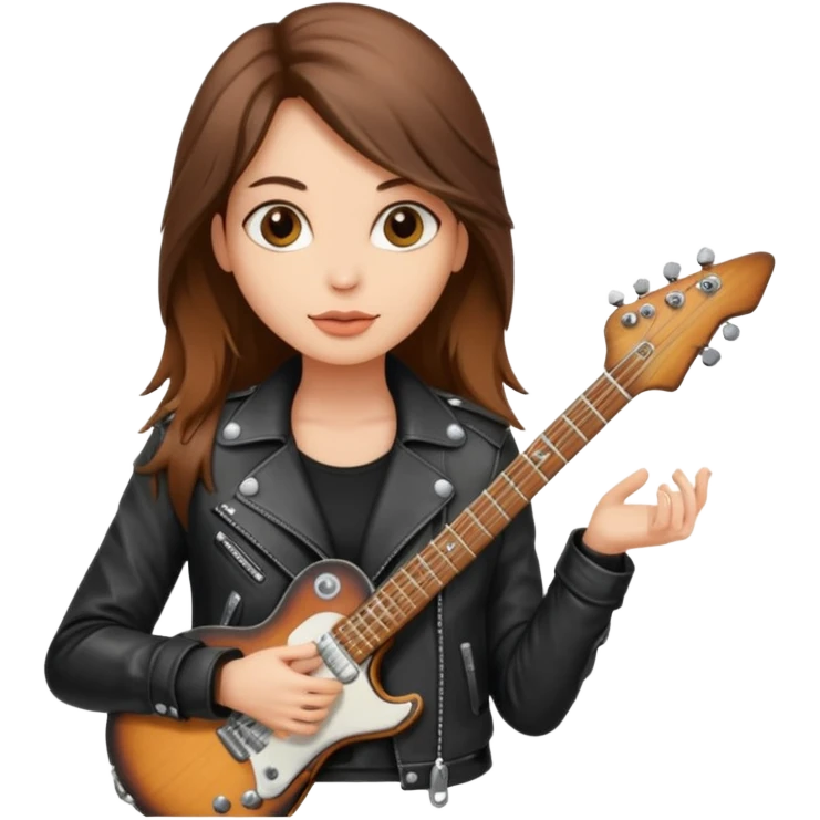 A fair skin rocker chick with long brown hair holding a large blank sign emoji