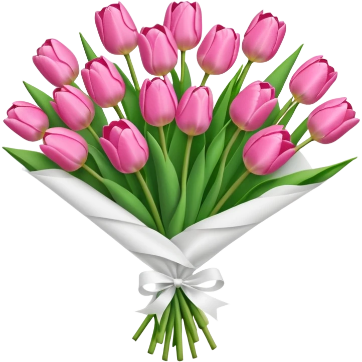 Bouquet of pink tulip wrapped in white paper emoji