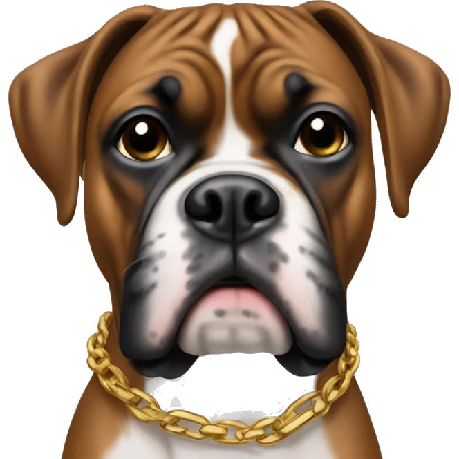 boxer dog with gold chain collar  emoji