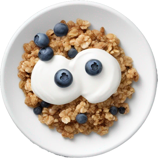 plate with yogurt granola and blueberries emoji