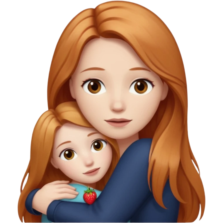 girlfriend with long dark strawberry blonde hair middle part with brown eyes giving hug emoji