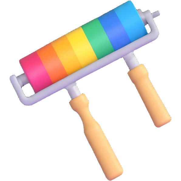 paint roller with roller with multicolor paint emoji