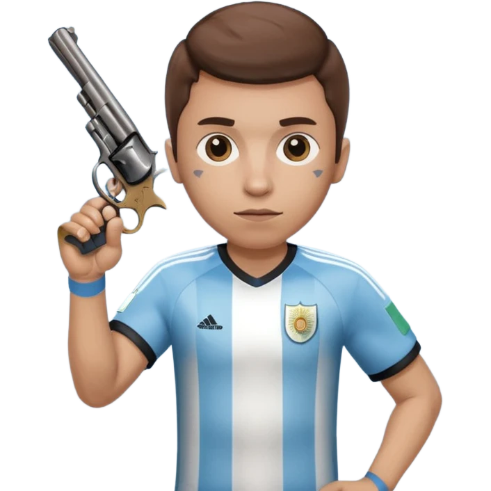 haz un turro con una biszera para atras y con un arma remera argentina pero arma de fuego que tenga un revolver  solo emoji