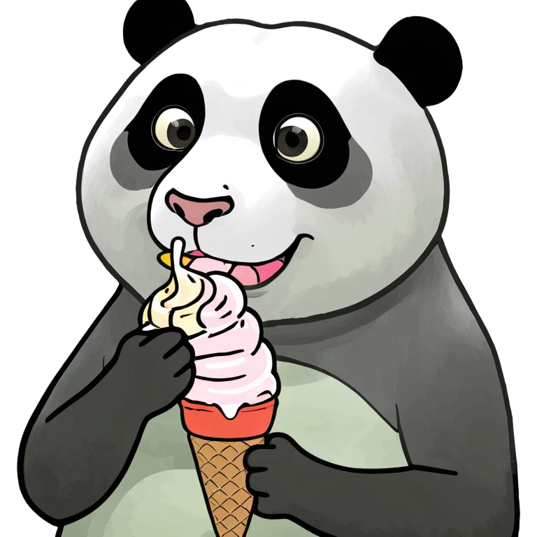Panda eating ice cream emoji