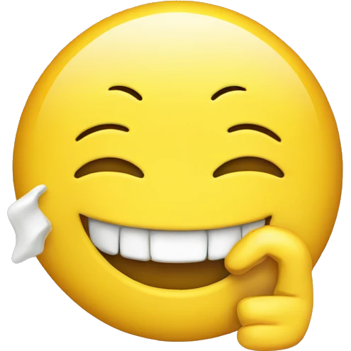 Smiling face with yellow bone in mouth emoji