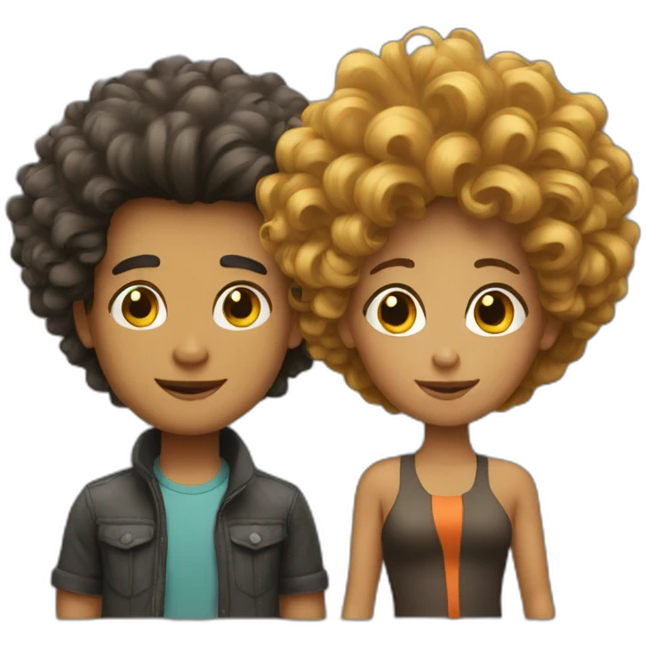Couple with big hair boy emoji