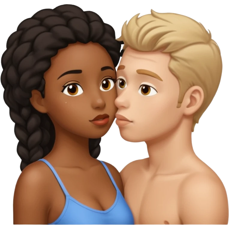 Kissing black girl and white boy  emoji