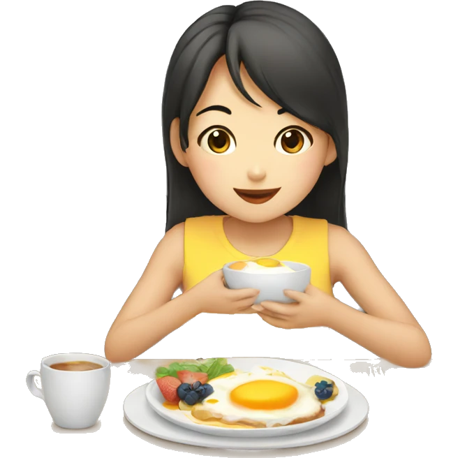 girl eating breakfast as asian emoji