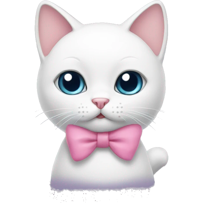 white cartoon cat with pink bow emoji