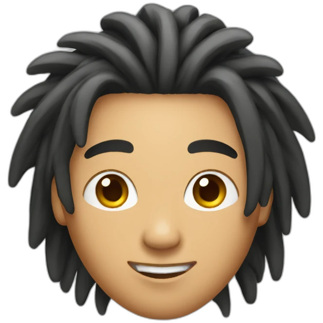 asian guy with dreadlock on surfboard emoji