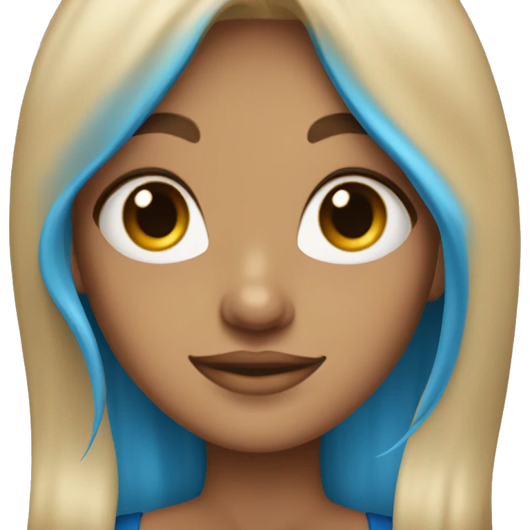 A girl with long blue hair and tan skin emoji