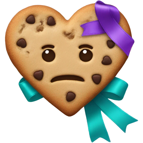 Cookie heart with teal purple awareness ribbon emoji