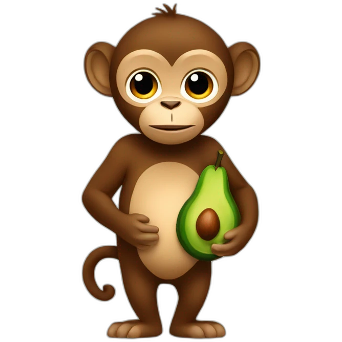 brown monkey holding avocado emoji
