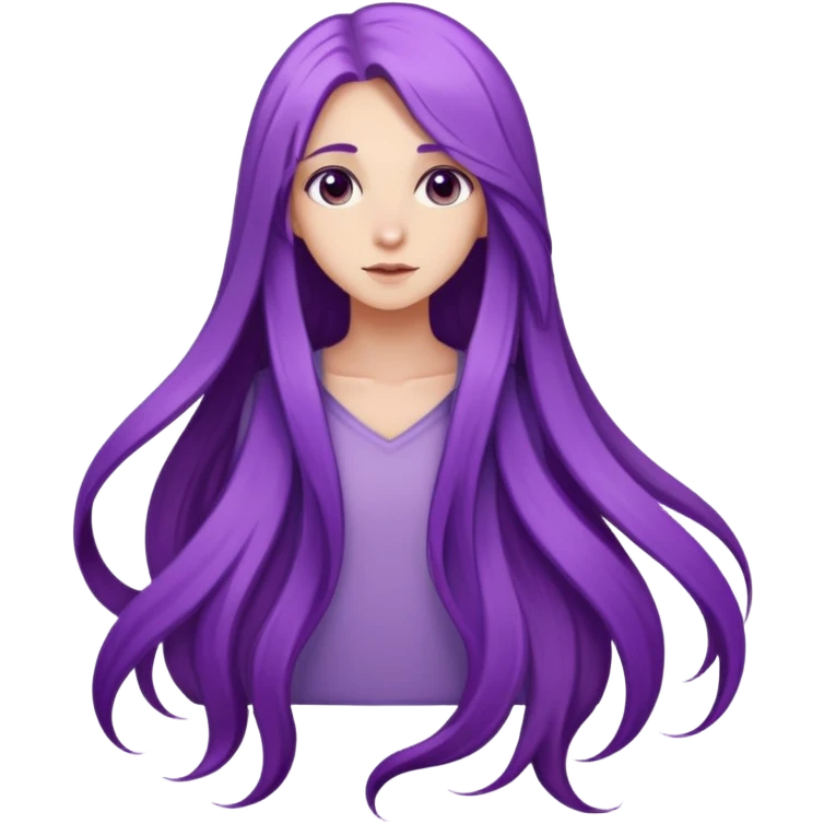 A girl with very long, flowing purple hair that cascades down her back emoji
