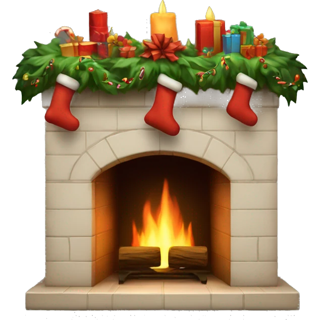 A realistic Christmas fireplace emoji