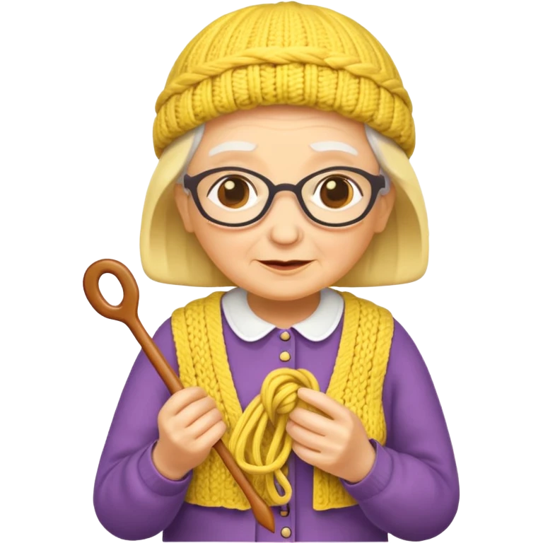knitting grandma yellow emoji