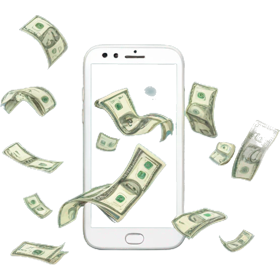 phone with dollar bills flying out of the screen emoji