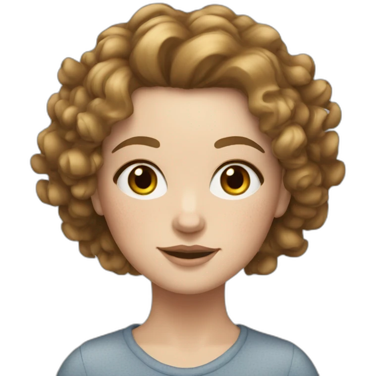 WHITE GIRL WITH BRUNNET, CURLY HAIR AND A LIGHT SPRAY OF FRECKLES emoji