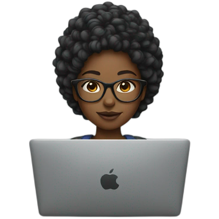 Black girl with a laptop with glasses emoji