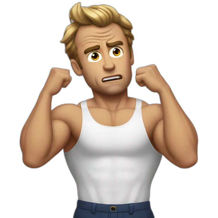 muscle macron frustrated pulling hair emoji