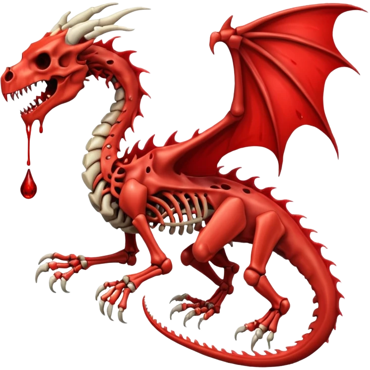  skeletal skeleton bone dragon with some blood dripping emoji