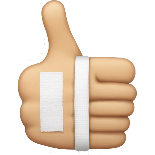 A thumbs up with a bandage around  the thumb  emoji