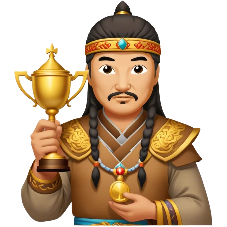 Genghis khan holds a trophy emoji