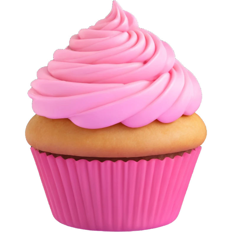 cupcake with pink icing, 3D style emoji