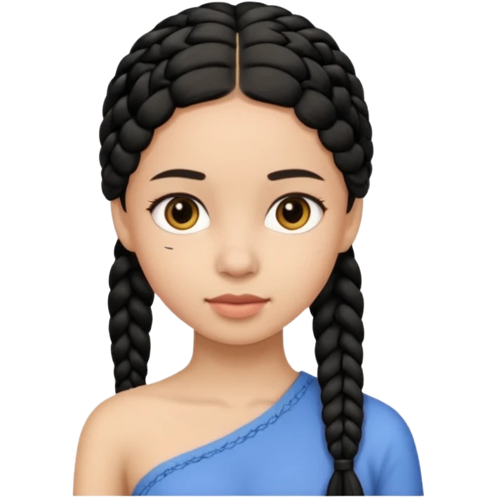 Girl with simple black braid  on one shoulder emoji